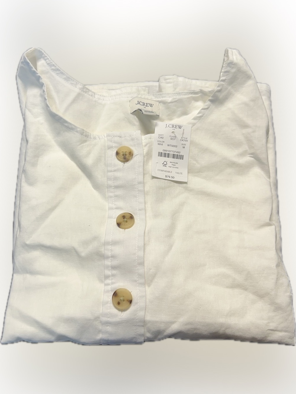 Linen-cotton button-front shell - Picture 2 of 9